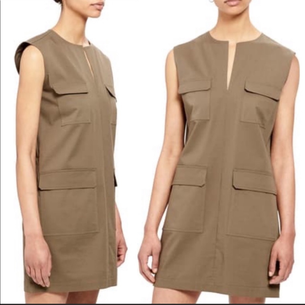 Theory Utilitarian Sleeveless Stretch Cotton Dress